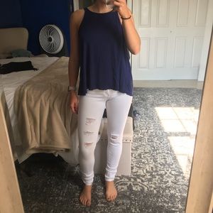 Navy blue backless tank top